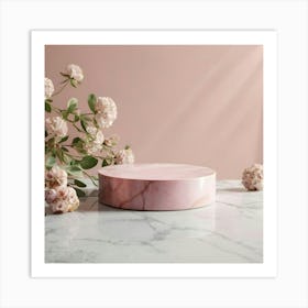 Pink Marble Cake Stand 4 Art Print