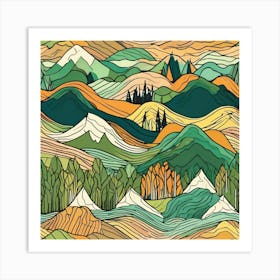 Mountains Seamless Pattern Art Print