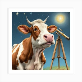 Stargazing Cow Art Print