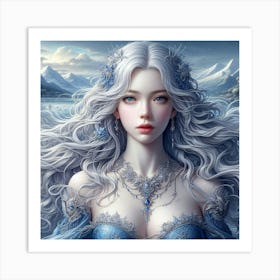 Beautiful Girl With Long Hair 1 Art Print