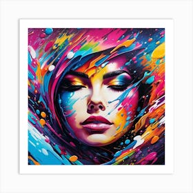 Colorful Woman'S Face Art Print