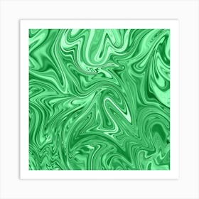 Emerald Liquid Marble Art Print