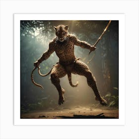 Panther Warrior Attack Art Print