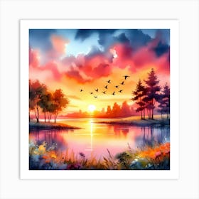 Sunset Painting 10 Art Print