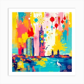 Marrakech Skyline Art Print