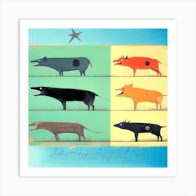 Horisontal Dogs IV Art Print