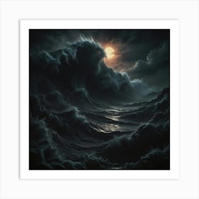 Ocean Waves At Night Art Print