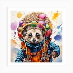 Hedgehog With Balloons Art Print