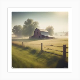 Barn In The Mist Art Print