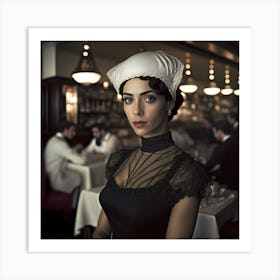 Woman in Restaurant Art Print