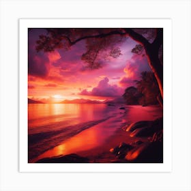 Sunset On The Beach 1 Art Print