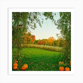 An Isolated Rustic Natural View Of A Bountiful Garden In Autumn Where A Plethora Of Verdant Pumpk (2) Art Print