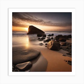 Sunset At The Beach 380 Art Print