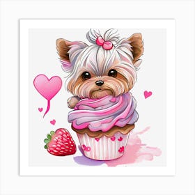 Yorkie Cupcake Art Print