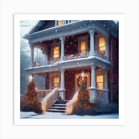 Christmas House In The Snow 5 Art Print