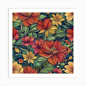 Floral Seamless Pattern 3 Art Print