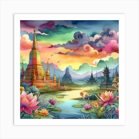 Thailand Pagoda Art Print