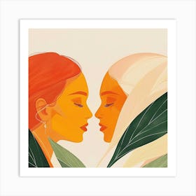 Two Women Kissing Art Print