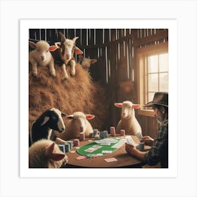 Sheep Playing Poker Art Print