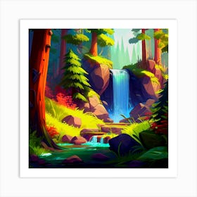 Waterfall In The Forest,Landscape waterfall in the forest Art Print