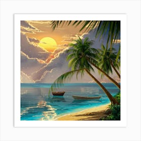 Sunset On The Beach 2 Art Print