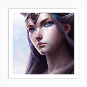 Viking Girl Hyper-Realistic Anime Portraits Art Print