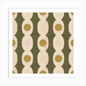 Retro Mod Geo Chain - Muted Olive - Mid Century Modern Art Print