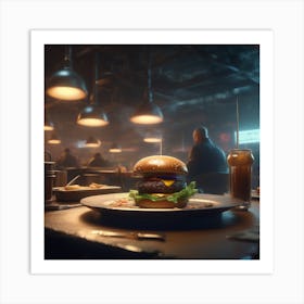 Burger In A Diner 1 Art Print