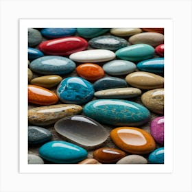 Default 4k Colorful Stones Background Colored Beach Stones Bac 0 Art Print