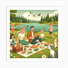 Family Picnic In The Park 1 Art Print