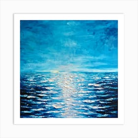 Aqua Sea Water Large Abstract Oil Painting Water Ripple Art Print