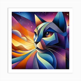 Muffin Low Poly Cat Art Print