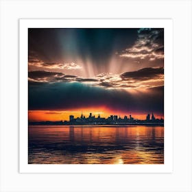 Sunset Over Chicago 8 Art Print