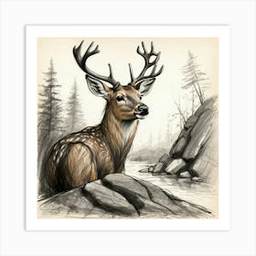 Deer In The Woods 147 Art Print