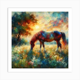 Horse nature Impressionism 6 Art Print