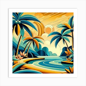 Tropical Landscape Painting Art Print
