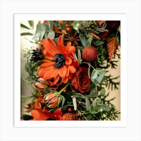 Autumn Floral Wreath Art Print