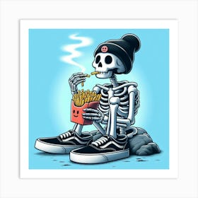 Skeleton Eating French Fries 1 Art Print