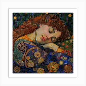 Sleeping Woman By Gustav Klimt Art Print