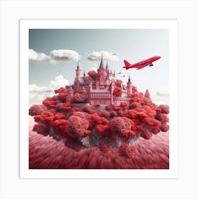 Huge Red Castle On Huge Island Red Plane Flying O Efccd236 88a6 4244 999f Eced489a43af Art Print