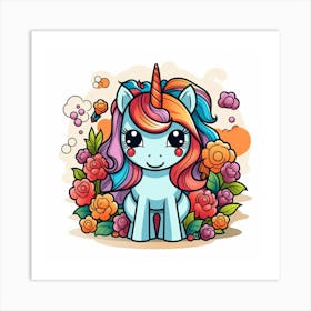 Unicorn With Flowers 4 Art Print