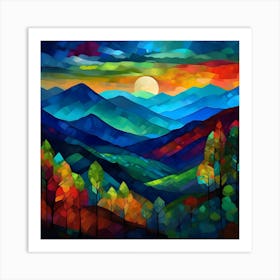 Great Smoky Mountains National Park ,Picasso painting style Art Print