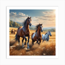 Horses In The Field 25 Art Print