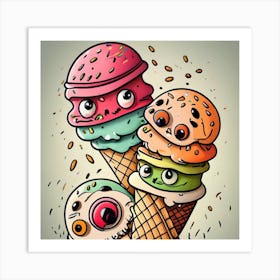 Ice Cream Monsters Art Print