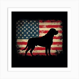 American Flag With Dog Silhouette Art Print