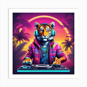 tiger neon art Art Print