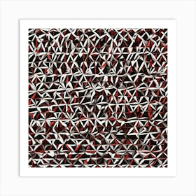 Abstract Red And White Geometric Pattern Art Print