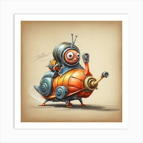 Snail On A Bike 5 Art Print