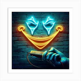 Clown Face Neon Sign Art Print