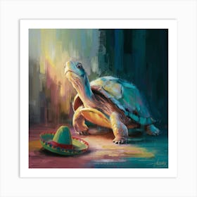 Turtle In A Sombrero 2 Art Print